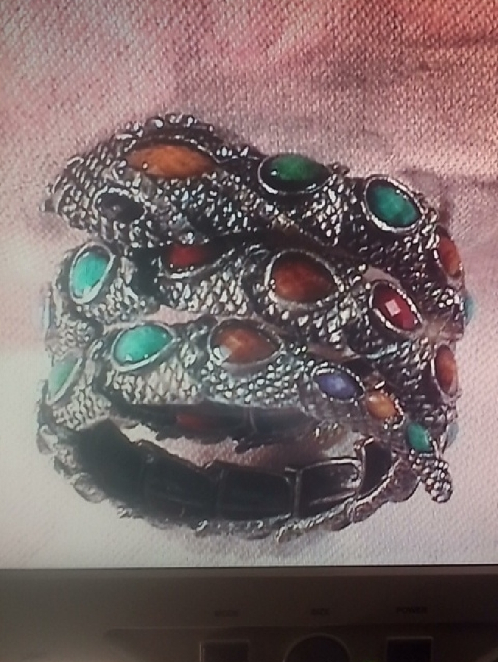 Multicolor Gemstone Snake Coil Bracelet